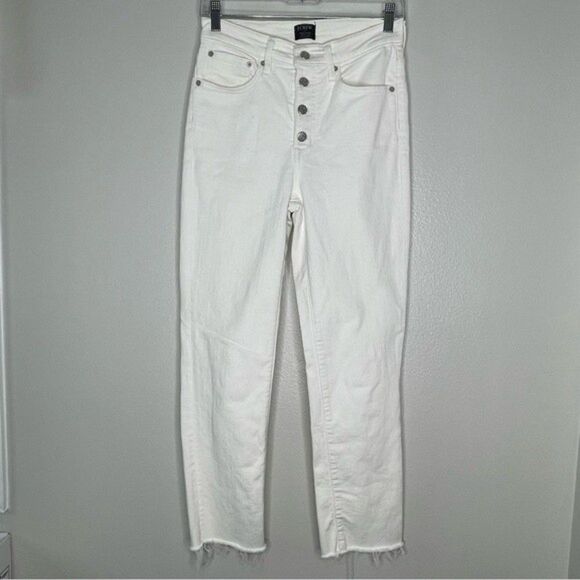 J. Crew Women's White High Rise Vintage Straight Leg Button Fly Jeans Size 27 - Picture 3 of 12